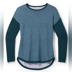 Smartwool Women Edgewood Color Block Sweater Mist Blue-twilight Medium NWT